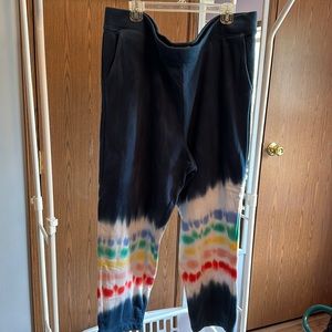 NWOT Navy Sweats with Rainbow Accents